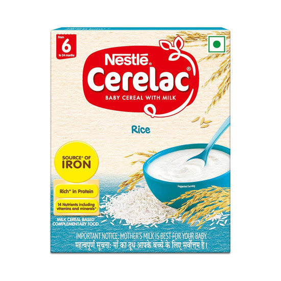 Nestle Cerelac Baby Cereal with Milk , Rice ,Stage 1, From 6 to 24 Months , Source of Iron & Protein , 300g