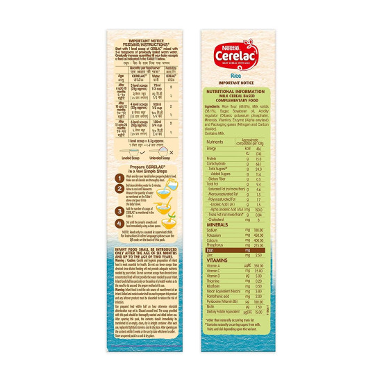 Nestle Cerelac Baby Cereal with Milk , Rice ,Stage 1, From 6 to 24 Months , Source of Iron & Protein , 300g