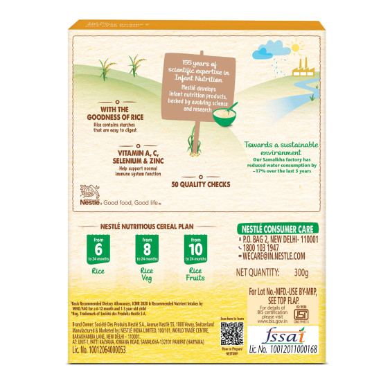 NESTUM Baby Cereal – From 6 to 12 months, Rice, 300g Bag-in-Box Pack