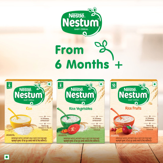 NESTUM Baby Cereal – From 6 to 12 months, Rice, 300g Bag-in-Box Pack