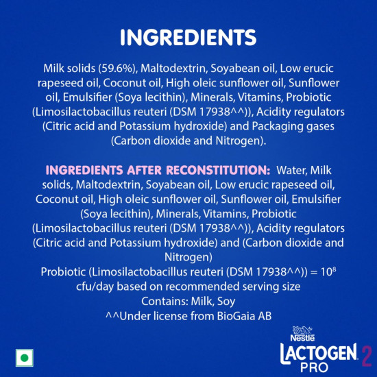 Lactogen Pro 2 Powder, Follow-Up Formula With Probiotic, Infant, After 6 Months Up To 12 Months, Bag-In-Box Pack, 400G
