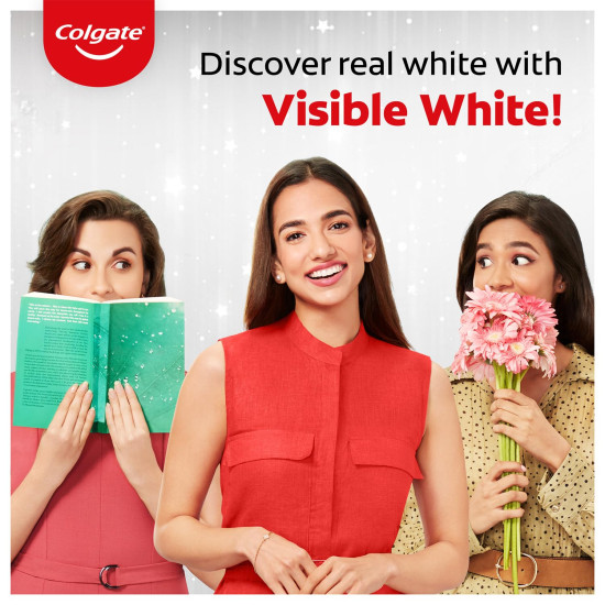 Colgate Visible White Toothpaste (50g) Teeth Whitening Starts in 1 week, Safe on Enamel, Stain Removal and Minty Flavour for Fresh Breath