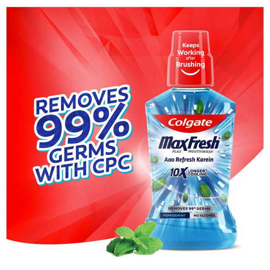 Colgate Maxfresh Plax Antibacterial Mouthwash, 24/7 Fresh Breath - 500ml, (Pepper Mint)