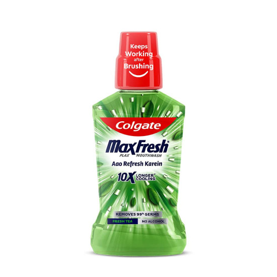 Colgate Maxfresh Plax Antibacterial Mouthwash, 24/7 Fresh Breath with Natural tea extracts - 500ml, (Fresh Tea)