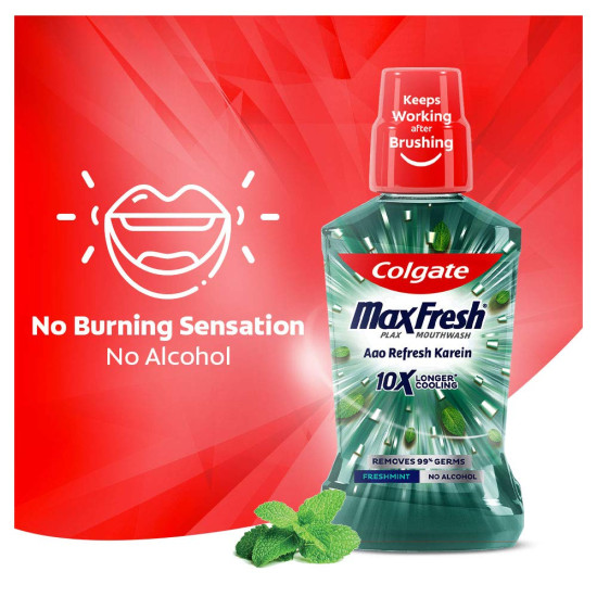 Colgate Maxfresh Plax Antibacterial Mouthwash, 24/7 Fresh Breath - 500ml, (Fresh Mint)