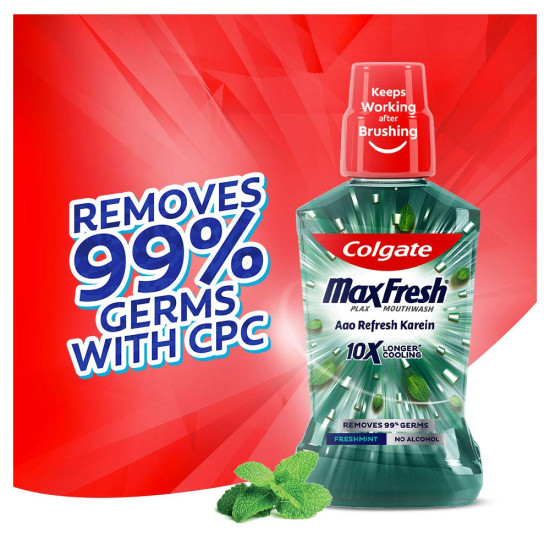 Colgate Plax Antibacterial Mouthwash, 24/7 Fresh Breath - Pack of 250ml, (Fresh Mint)