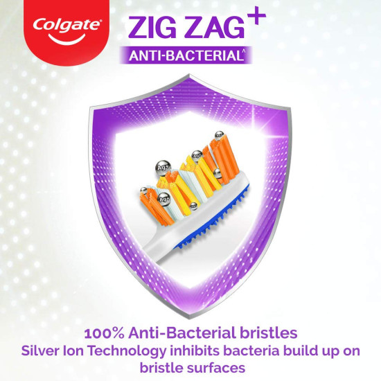 Colgate ZigZag Toothbrush for adults -Manual, Multicolor, Medium (Buy 2 Get 1)