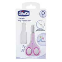 Chicco Baby Nail Scissor with Rounded Blade Ends for Safety, Easy Grip Handle, Grooming Accessory for Newborn Babies 0m+ (Pink)