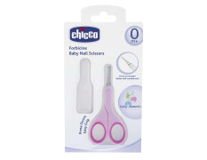 Chicco Baby Nail Scissor with Rounded Blade Ends for Safety, Easy Grip Handle, Grooming Accessory for Newborn Babies 0m+ (Pink)