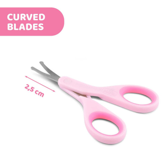 Chicco Baby Nail Scissor with Rounded Blade Ends for Safety, Easy Grip Handle, Grooming Accessory for Newborn Babies 0m+ (Pink)