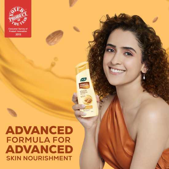 Joy Honey & Almonds Advanced Nourishing Lightweight Summer Body Lotion 300ml With Shea Butter For Summers | Natural Sunscreen Filters | Suitable for Normal to Dry Skin