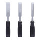 STANLEY 16-089 3-Piece Wood Chisel Set with Anti-Rust Properties for Shaping & Cutting Wood Surfaces - 1/2x7 3/4,3/4x7 3/4,1x7 3/4, GREY & BLACK (Made in Singapore)