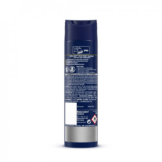 NIVEA Deodorant, Fresh Boost, 48h Long lasting Freshness with Fresh Musk Scent for Men, 150ml