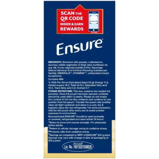 Ensure No 1 Nutritional Supplement Drink in the world, 32 nutrients High Protein,Calcium,Vit D, Vanilla 950g/1kg, Wt may vary, Powder, 1 count, 35 servings