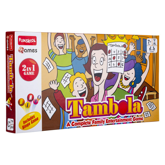 Funskool Kid Games,Tambola 2 in 1 Game, A Complete Family Entertainment Game, Reusable Tickets, 2+ Players,Ages 7 and Above,