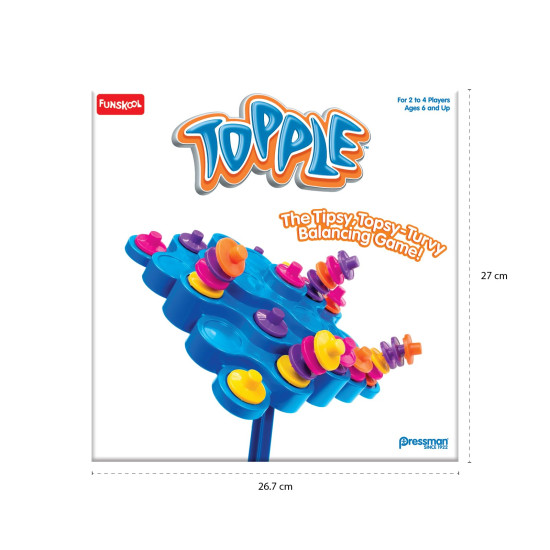 Funskool Games Topple, Strategy balancing and skill game, Stack 5 in a row, For Kids & Family, 2 - 4 players, Ages 6 and above