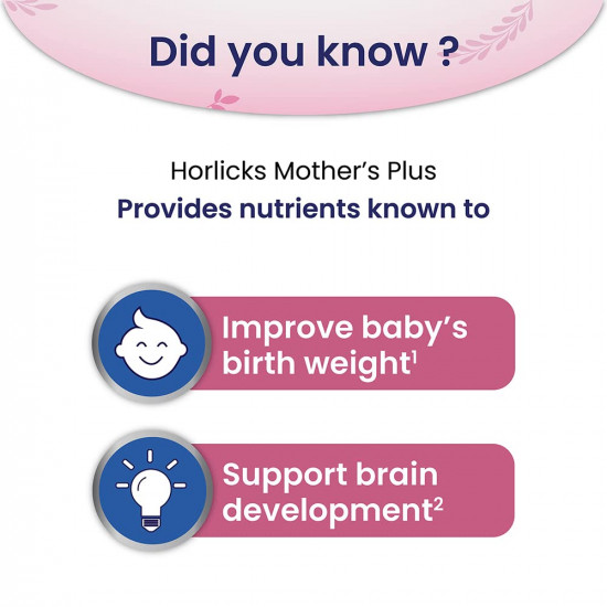 Horlicks Mother's Plus Vanilla 200g Refill, No Added Sugar | Protein Powder for Pregnancy, Breastfeeding | Health Drink with DHA for Brain Development