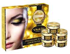 Vaadi Herbals Gold Facial Kit (24 Carat Gold Leaves, Marigold, Wheatgerm Oil, Lemon Peel Extract), 270g