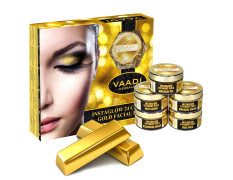 Vaadi Herbals Gold Facial Kit (24 Carat Gold Leaves, Marigold, Wheatgerm Oil, Lemon Peel Extract), 270g