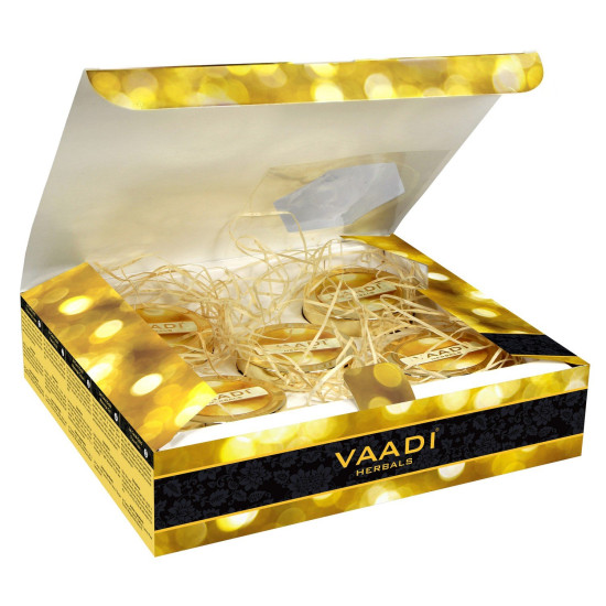 Vaadi Herbals Gold Facial Kit (24 Carat Gold Leaves, Marigold, Wheatgerm Oil, Lemon Peel Extract), 270g