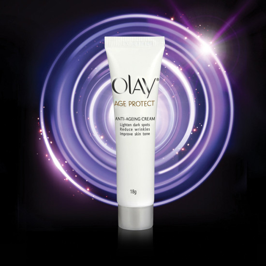 Olay Age Protect |with Salicylic Acid, Aloe Vera Extract, BHA |Stimulates skin's renewal process, gives radiant, younger looking skin |Suitable for Normal, Dry, Oily & Combination skin |18 gm