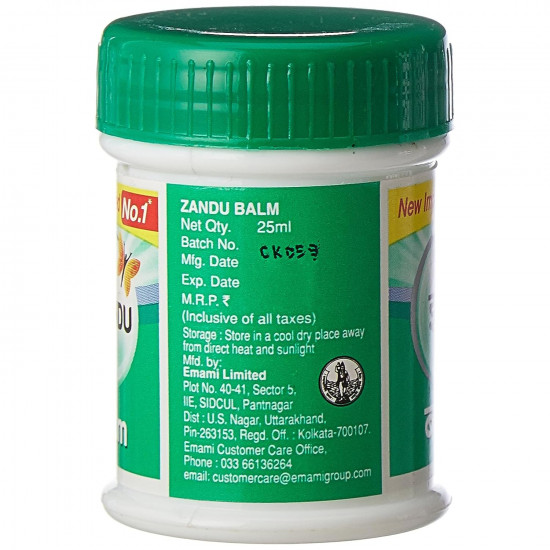 Zandu Balm, 25ml, Ayurvedic balm for effective relief from Headache, Body Pain, Sprain and Cold