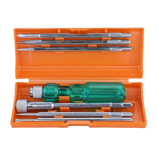 TAPARIA Screw Driver Set with Bulb - 840 (Neon, Silver and Green)