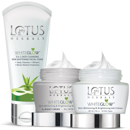 Lotus Herbals Whiteglow Day And Night Face Cream Pack with Face Wash | For Glowing Skin| For Oily, Dry & Combination Skin | Reduce Dark Spots| For Women and Men| 220g