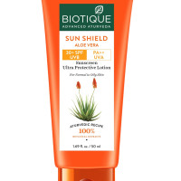 Biotique Bio Aloe Vera 30+ Spf UVA/UVB Sunscreen Ultra Soothing Body Lotion For Combination Skin, 50Ml, Pack Of 1