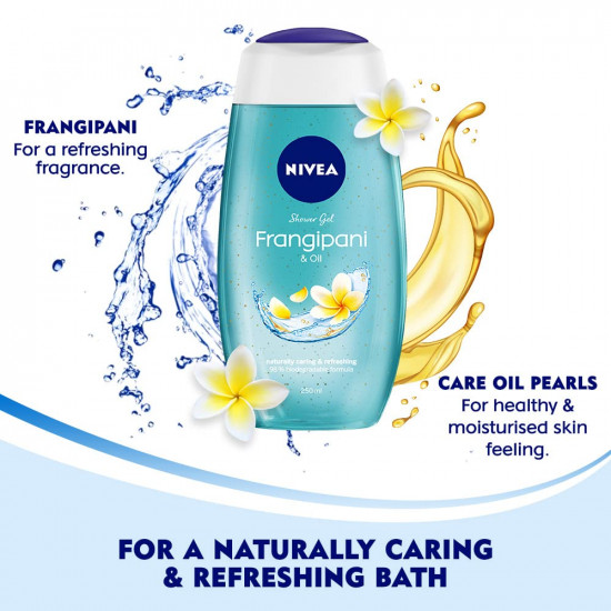 NIVEA Frangipani & Oil 250ml Body Wash| Shower Gel with Care Oil Pearls| Refreshing Scent of Frangipani Flower|Clean, Healthy & Moisturized Skin