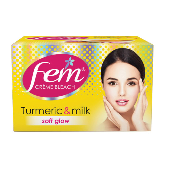 FEM Fairness (Turmeric&Milk) Crème Bleach-24G|Advanced Skin Brightening System|Goodness Of Real Turmeric Extract&Milk Moisturisers|With Rejuvenating Fragrance|No Added Parabens,Silicones&Ammonia