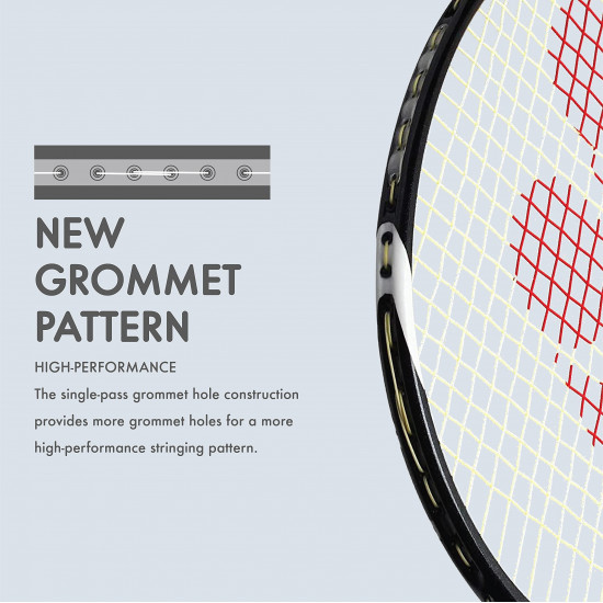 YONEX Muscle Power 29 Carbon Graphite Strung Badminton Racket with Full Racket Cover (Black/White) | For Intermediate Players | 85 grams | Maximum String Tension - 30lbs