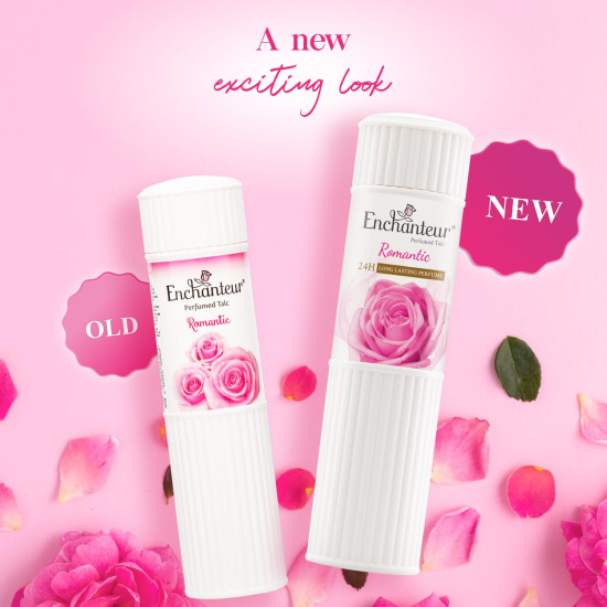 Enchanteur Romantic Perfumed Talcum Powder with Floral French Fragrance for Women| Refreshing & Soothing Talc with Fine Texture| Absorbs Moisture & Prevents Odour| 250g
