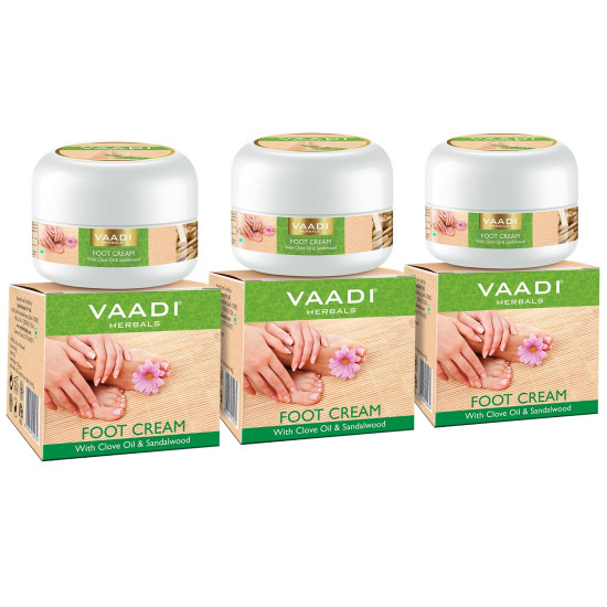 Vaadi Herbals Foot Cream, Clove and Sandal Oil, 30g x 3