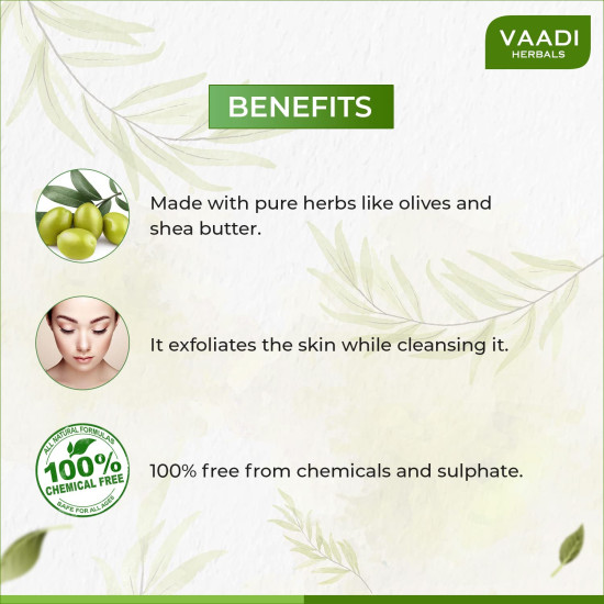 Vaadi Herbals Value Olive Facial Bars with Cane Sugar Extract, 25gm x 4