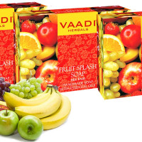 Vaadi Herbals Fruit Splash Soap with Extracts of Orange, Peach, Green Apple and Lemon, 75gms x 3