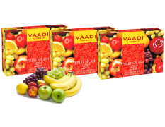 Vaadi Herbals Fruit Splash Soap with Extracts of Orange, Peach, Green Apple and Lemon, 75gms x 3