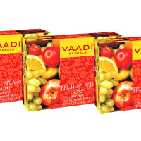 Vaadi Herbals Fruit Splash Soap with Extracts of Orange, Peach, Green Apple and Lemon, 75gms x 3