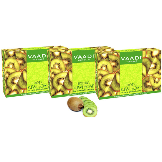 Vaadi Herbals Value Exotic Kiwi Soap with Green Apple Extract, 3 x 75g