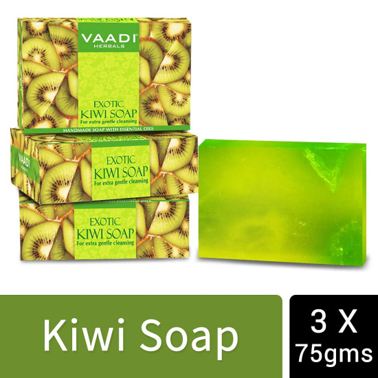 Vaadi Herbals Value Exotic Kiwi Soap with Green Apple Extract, 3 x 75g