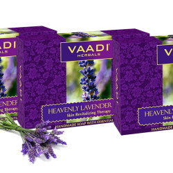 Vaadi Herbals Value Pack of 3 Heavenly Lavender Soap with Rosemary Extract, 3 x 75g