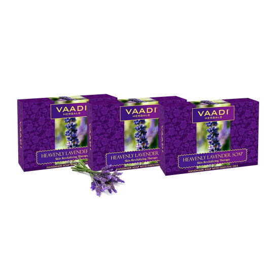 Vaadi Herbals Value Pack of 3 Heavenly Lavender Soap with Rosemary Extract, 3 x 75g