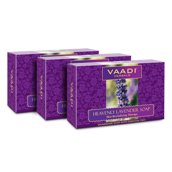 Vaadi Herbals Value Pack of 3 Heavenly Lavender Soap with Rosemary Extract, 3 x 75g