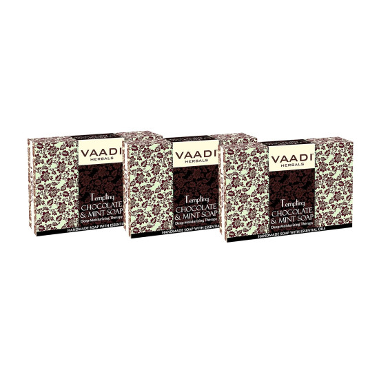 Vaadi Herbals Value Tempting Chocolate and Mint Soap, Deep Moisturising Therapy, 3 x 75g