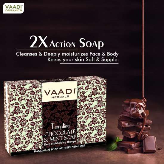 Vaadi Herbals Value Tempting Chocolate and Mint Soap, Deep Moisturising Therapy, 3 x 75g