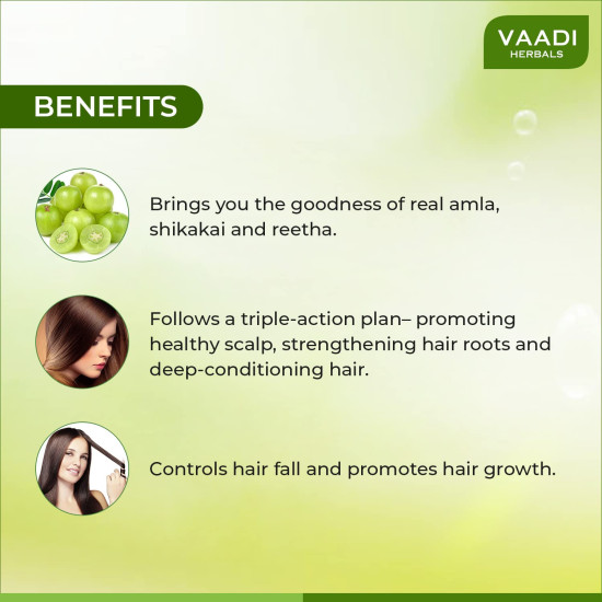 Vaadi Herbals Amla Shikakai Shampoo, Hairfall and Damage Control, 110ml