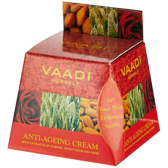 Vaadi Herbals Value Anti Ageing Cream, Almond Wheatgerm Oil and Rose, 30g x 3