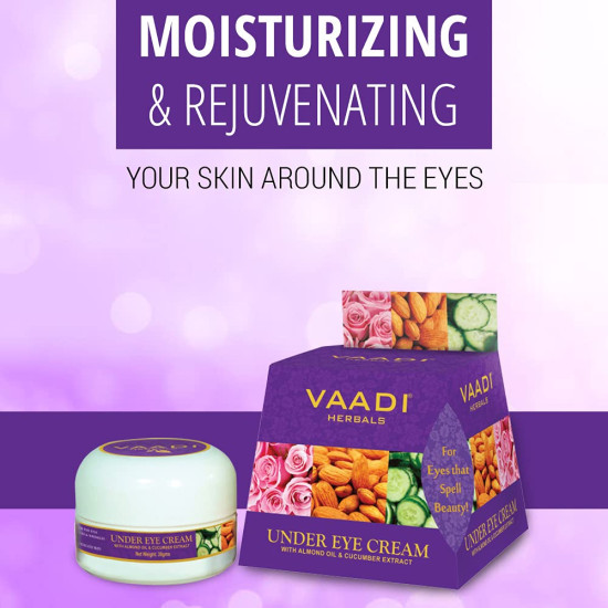 Vaadi Herbals Under Eye Cream, Almond Oil and Cucumber Extract, 30g x 3