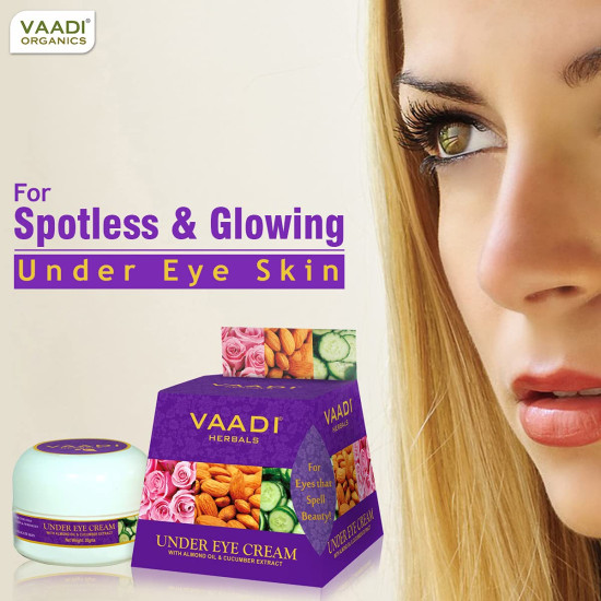 Vaadi Herbals Under Eye Cream, Almond Oil and Cucumber Extract, 30g x 3