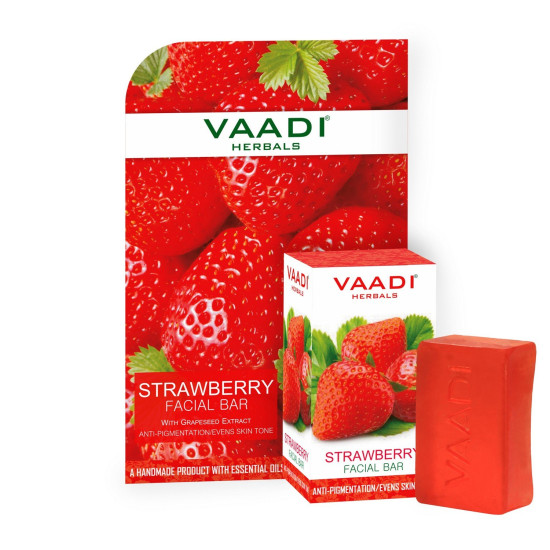 Vaadi Herbals Strawberry Facial Bar with Grapeseed Extract, 25g